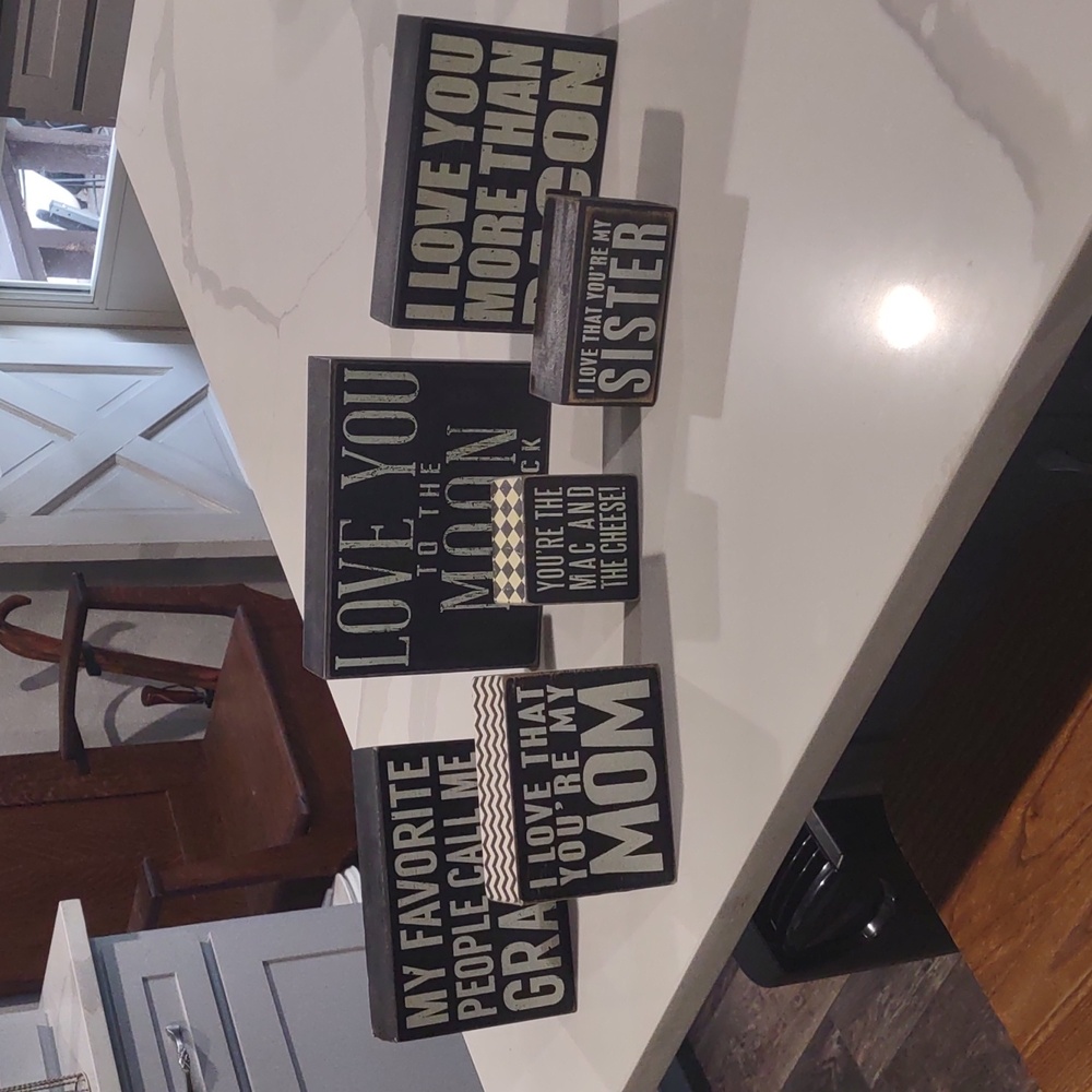 Miscellaneous black and white block signs.